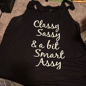 Black Tank Top with White Text
